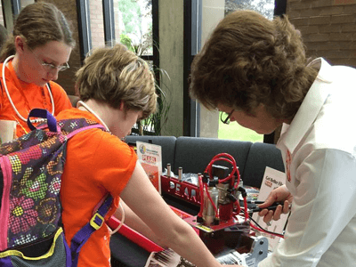 Linda with students at RIT smash